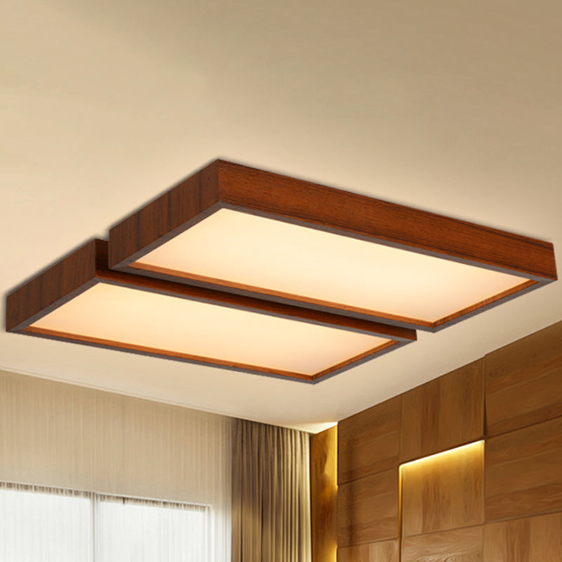 Nordic Style LED Flush Ceiling Light with Wooden Edge - Ideal for Offices