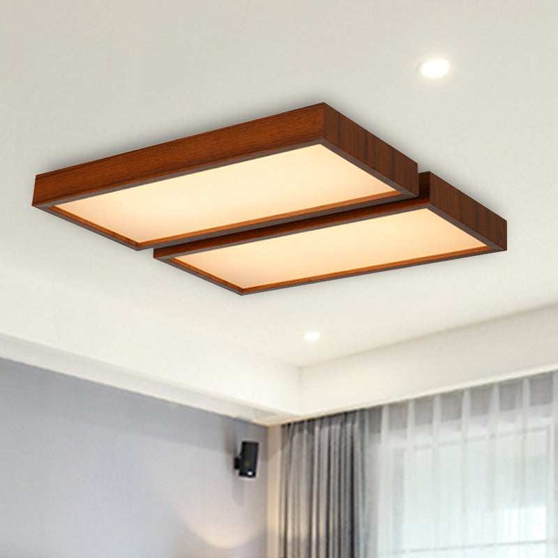 Nordic Style LED Flush Ceiling Light with Wooden Edge - Ideal for Offices