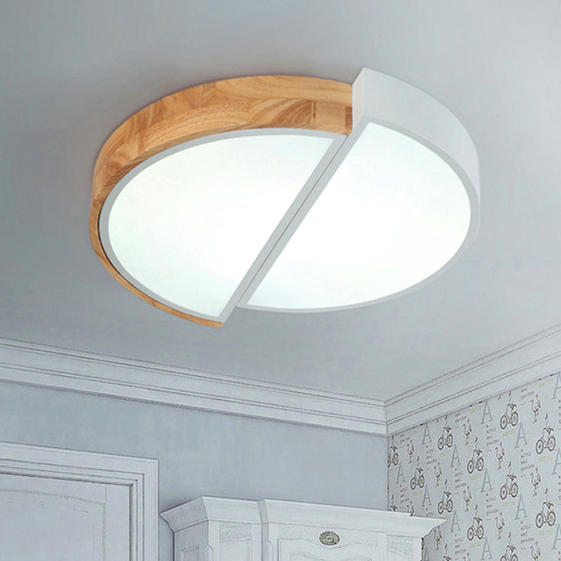 Macaron Loft LED Flush Mount Ceiling Light - Half Circle Restaurant Ceiling Lamp in Green/Pink/White