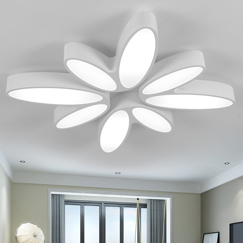 Creative Acrylic Ceiling Lamp for Child's Bedroom - White 8-Petal Blossom Design