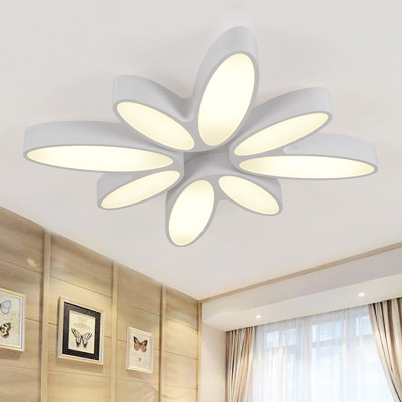 Creative Acrylic Ceiling Lamp for Child's Bedroom - White 8-Petal Blossom Design