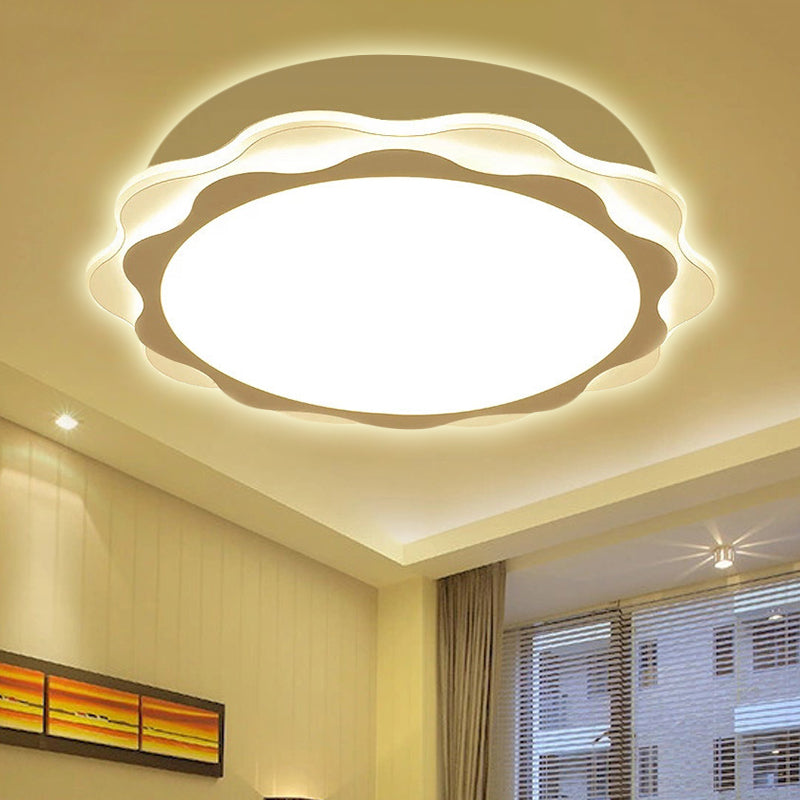 Petite Slim Petal Blossom Flush LED Ceiling Light: Acrylic White Ceiling Lamp for Kindergarten