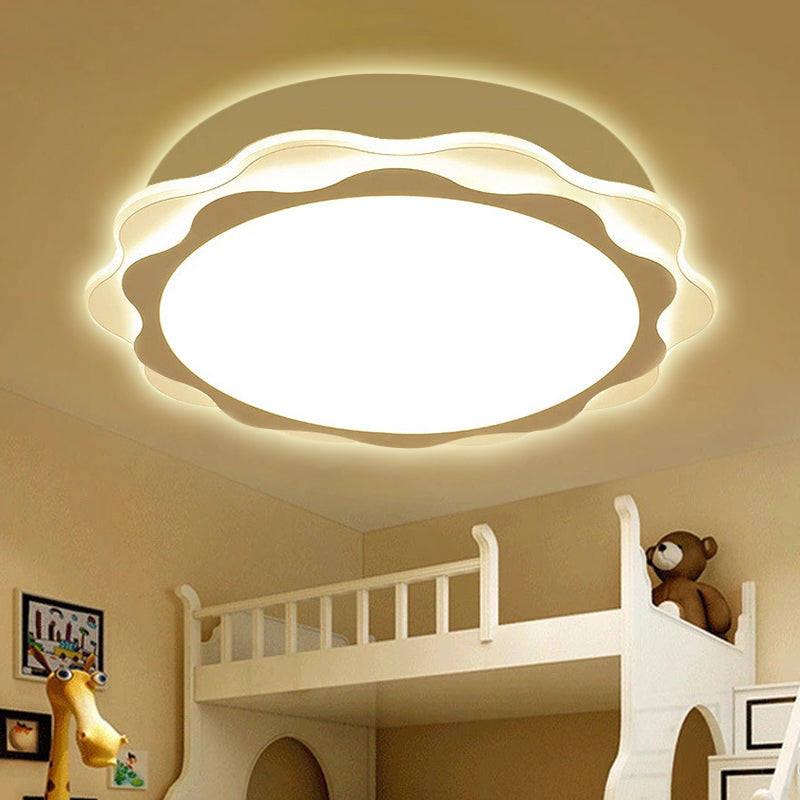Petite Slim Petal Blossom Flush LED Ceiling Light: Acrylic White Ceiling Lamp for Kindergarten