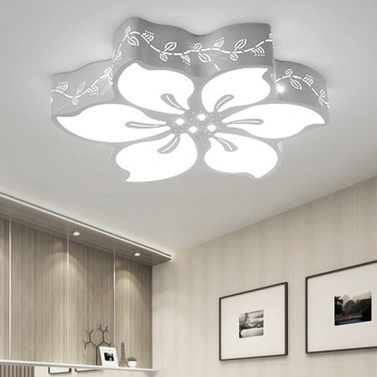 Modern LED Ceiling Light with Butterfly Metal Flush Mount for Girls Bedroom - White