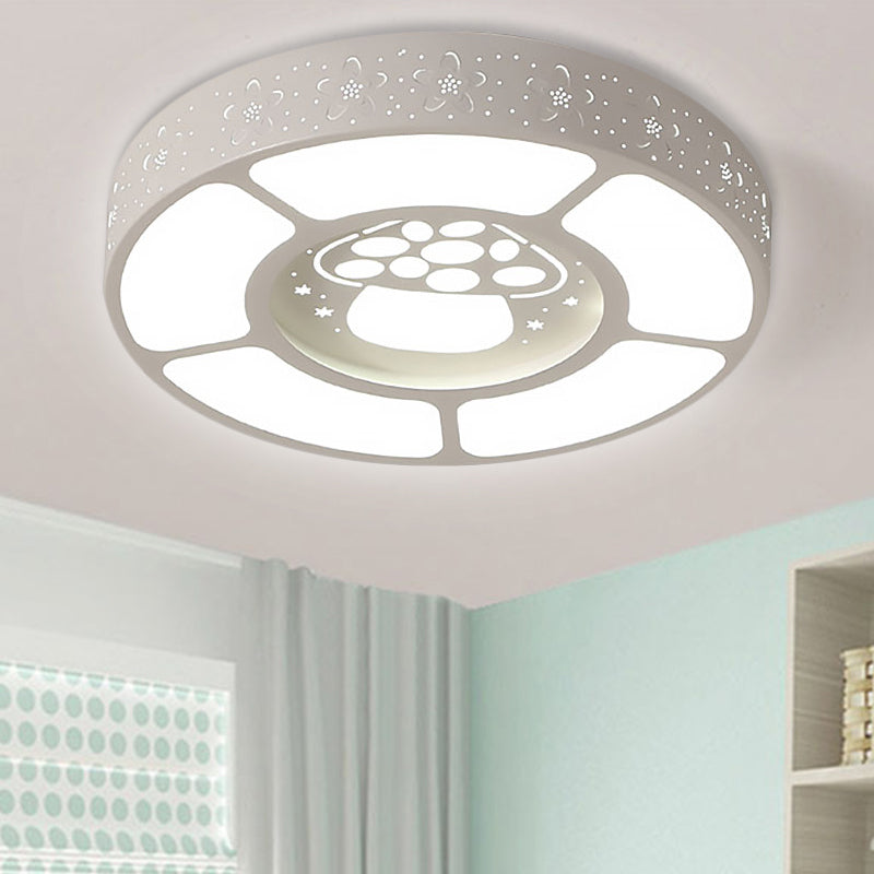 Plafonnier LED en métal blanc en forme de champignon - Plafonnier de dessin animé pour la maternelle