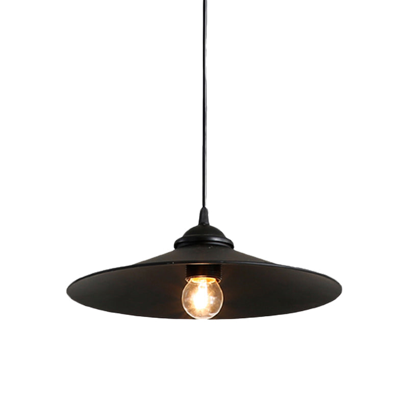 Vintage Style Black Metal Hanging Pendant Light For Bars - Flared Shade Ceiling Fixture