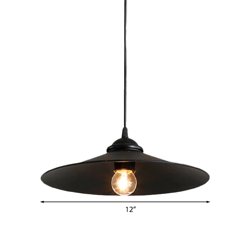 Vintage Style Black Metal Hanging Pendant Light For Bars - Flared Shade Ceiling Fixture