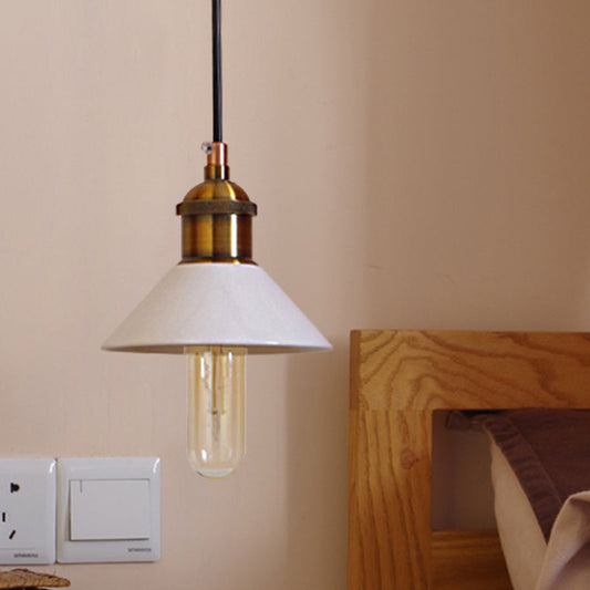 Mid Century Cone Ceramic Pendant Lamp - White