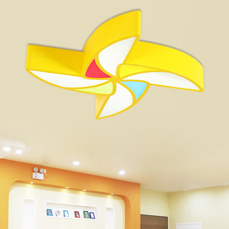 Modern LED Flush Mount Ceiling Light for Child's Bedroom - Toy Windmill Design
