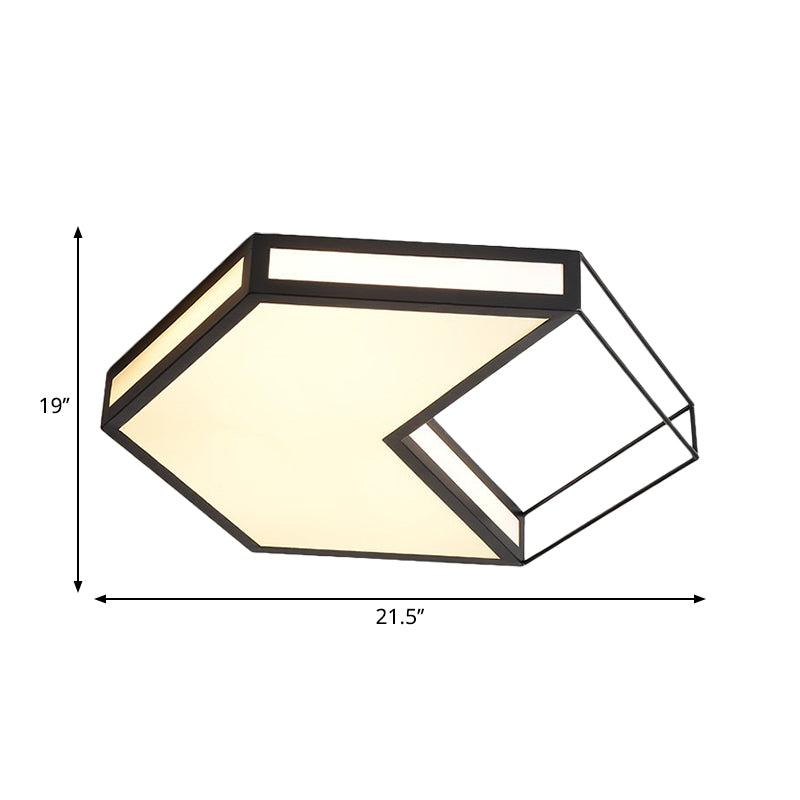 Modern LED Flush Mount Ceiling Light with Hexagon/Square Design – Black/Grey, Third Gear