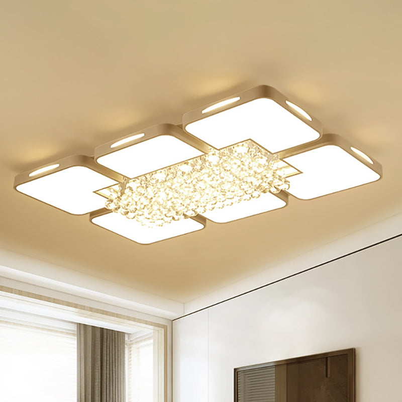 Modern White LED Ceiling Light with Crystal Ball - 23.5"/35.5" W