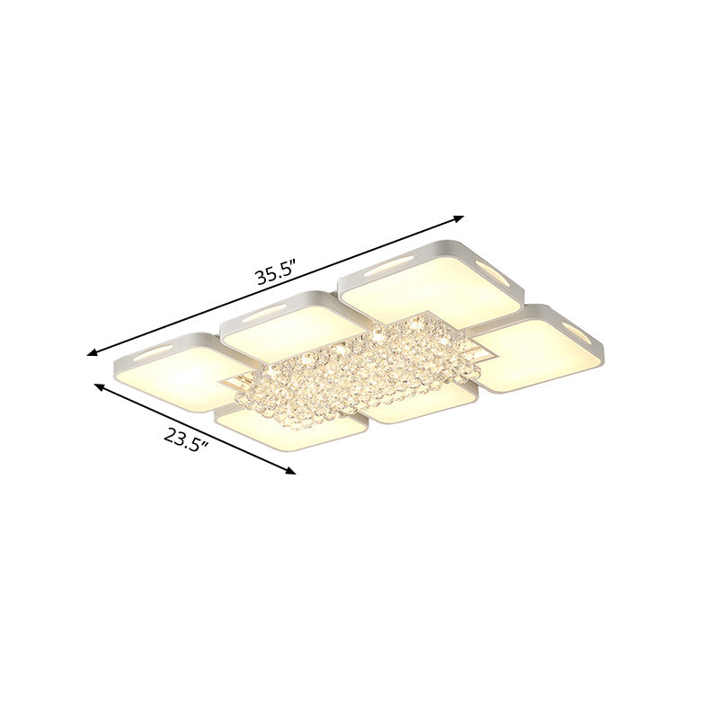 Modern White LED Ceiling Light with Crystal Ball - 23.5"/35.5" W