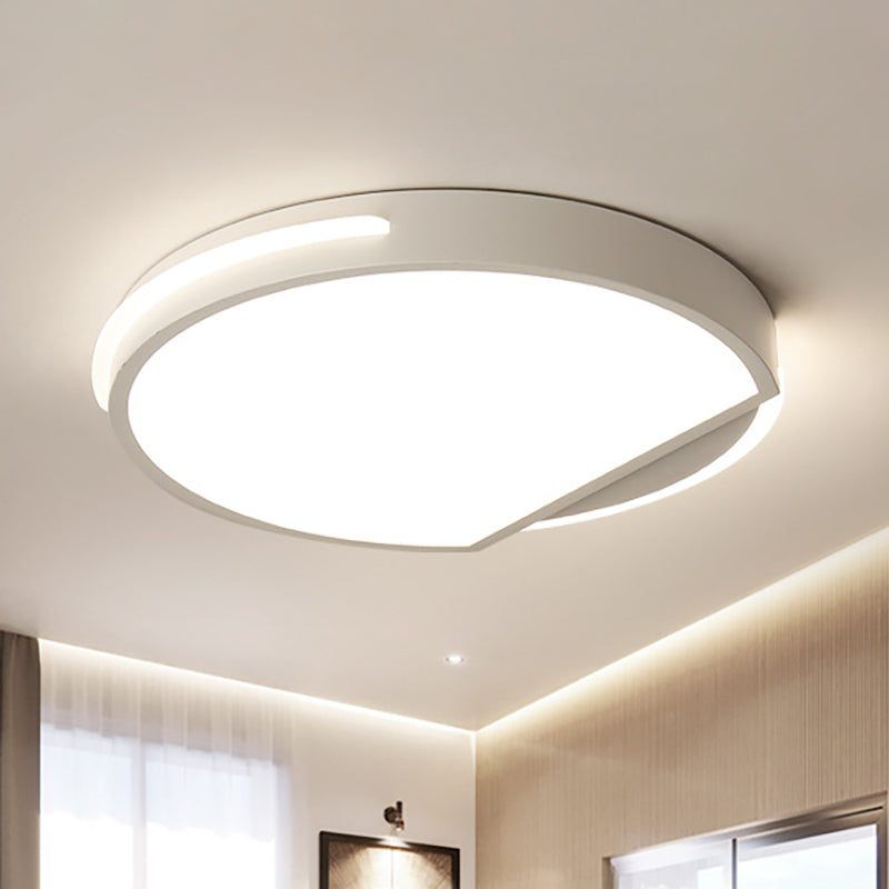 Plafonnier encastré en métal simple en blanc chaud : design rond de 16"/19,5" de large