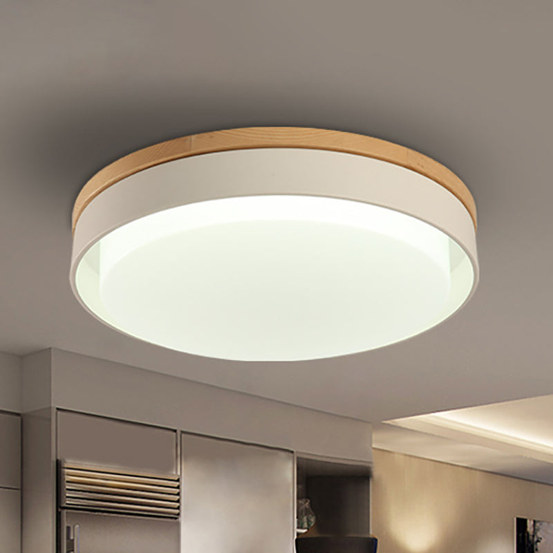 Nordic Macaron Metal LED Ceiling Flushmount - Blue/White/Yellow, Acrylic Shade - 12"/18.5" Wide