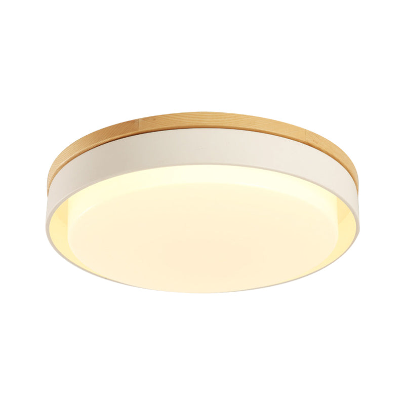 Nordic Macaron Metal LED Ceiling Flushmount - Blue/White/Yellow, Acrylic Shade - 12"/18.5" Wide