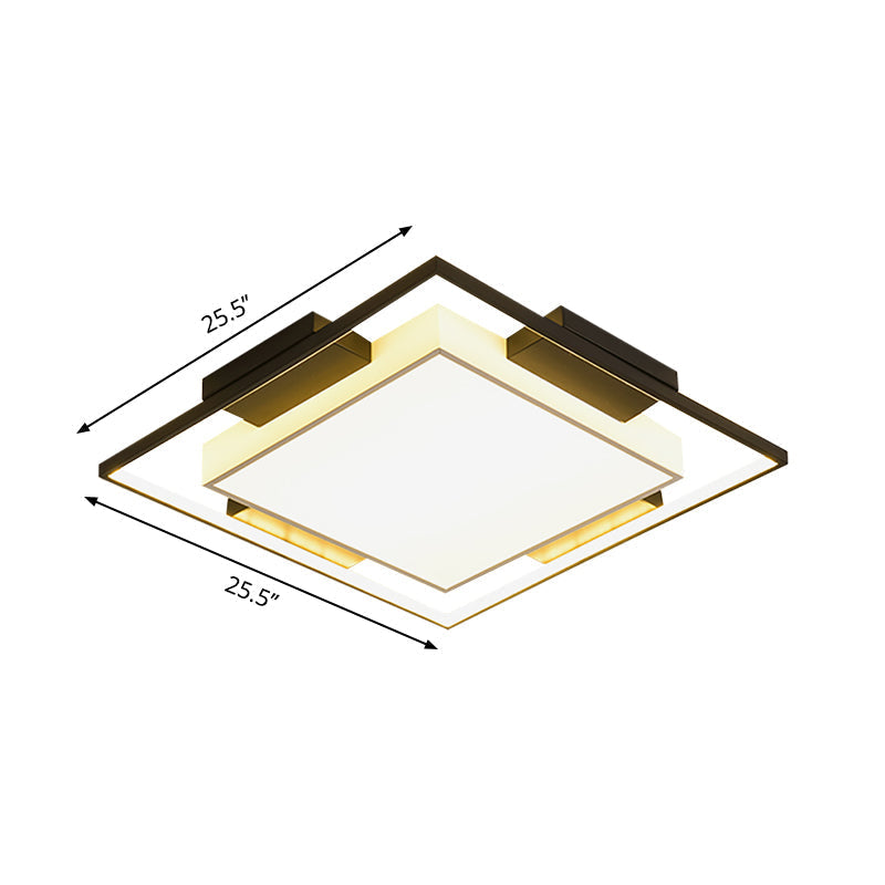 Modern LED Flush Mount Light with Acrylic Shade in Black and White - Available in 3 Sizes