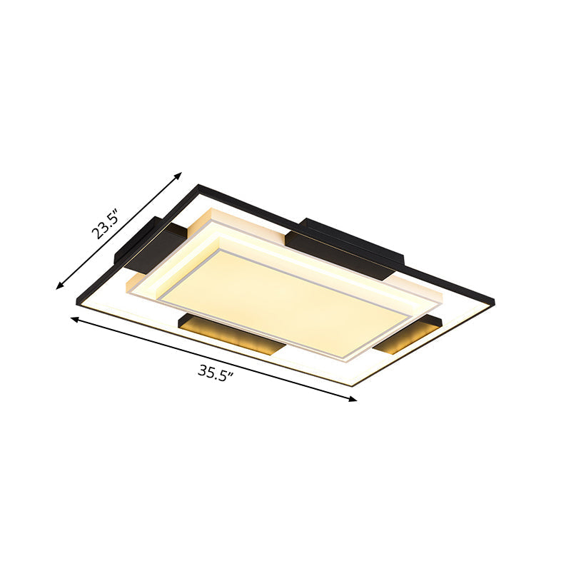 Modern LED Flush Mount Light with Acrylic Shade in Black and White - Available in 3 Sizes