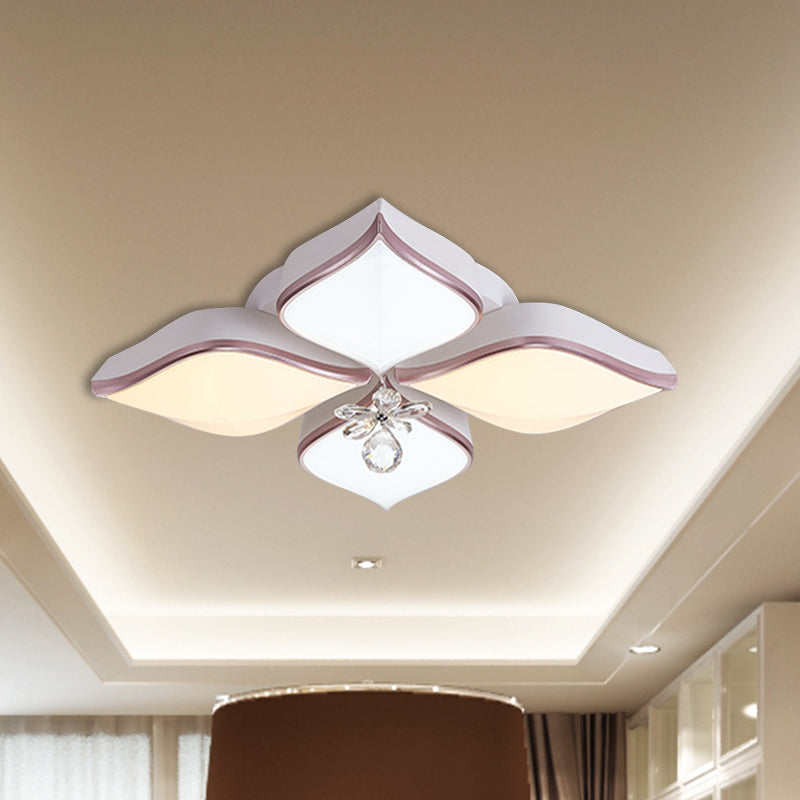 Modern 24.5"/25.5" Flush Mount LED Light with Clear Crystal Accent in Warm/White Light, Petal Design