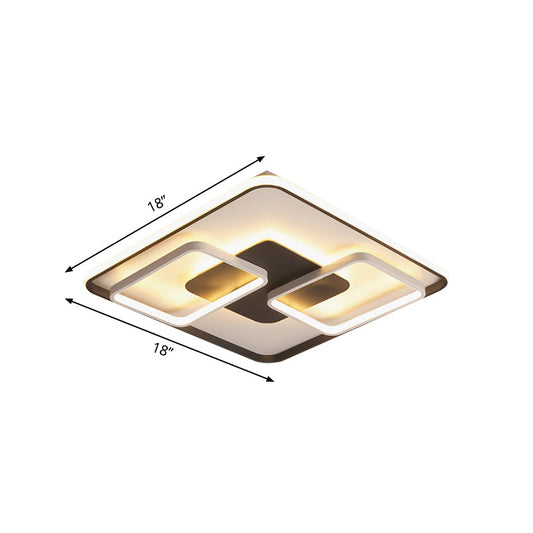 Modern Black And White Geometric Led Flushmount Living Room Light - Warm/White Multiple Sizes
