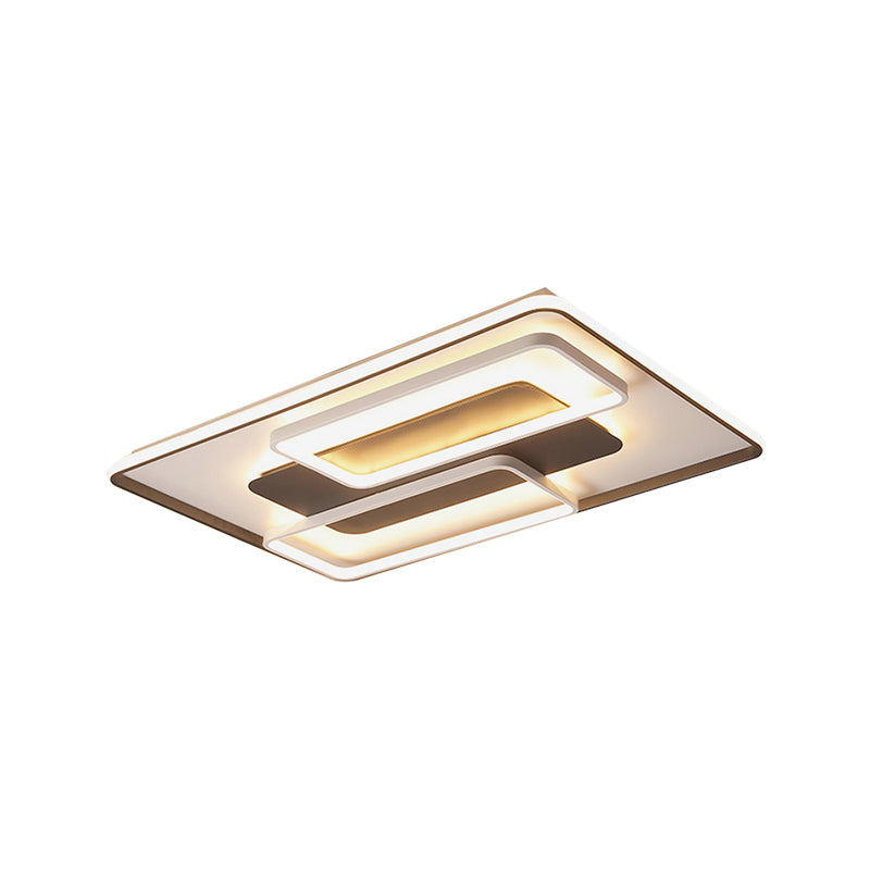 Modern Black and White Geometric LED Flushmount Living Room Light - Warm/White, Multiple Sizes