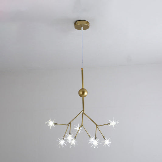 Gold Iron Starry Pendant Light Fixture - Modern 9/27/36-Light Chandelier For Dining Room 9 /