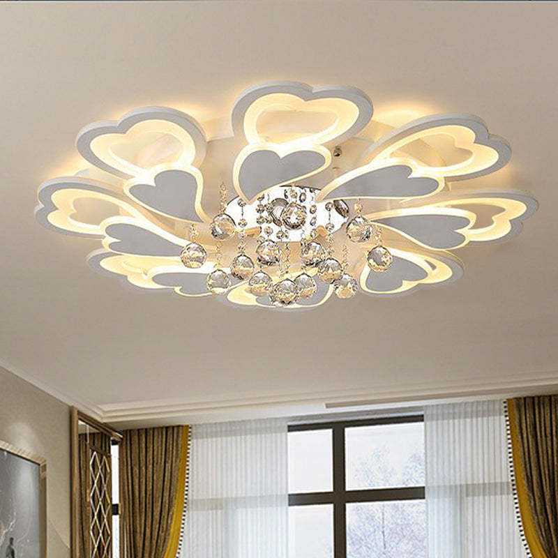 Loving-Heart LED Flush Light in Warm/White Light - Contemporary Acrylic Design - 27"/31.5" Wide
