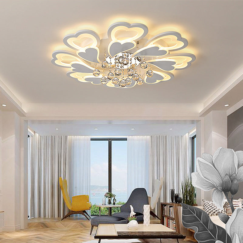 Loving-Heart LED Flush Light in Warm/White Light - Contemporary Acrylic Design - 27"/31.5" Wide