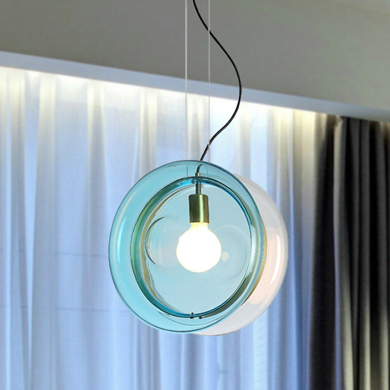 Orbit Corridor Glass Pendant Lamp with Brass Ring
