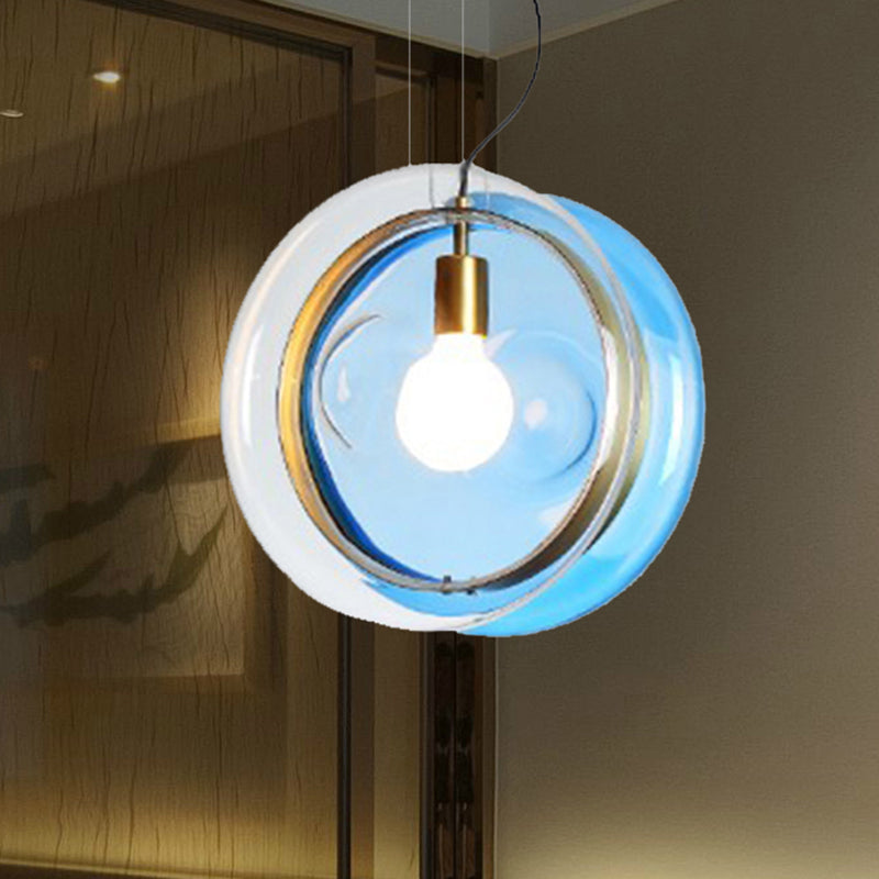 Orbit Corridor Glass Pendant Lamp with Brass Ring