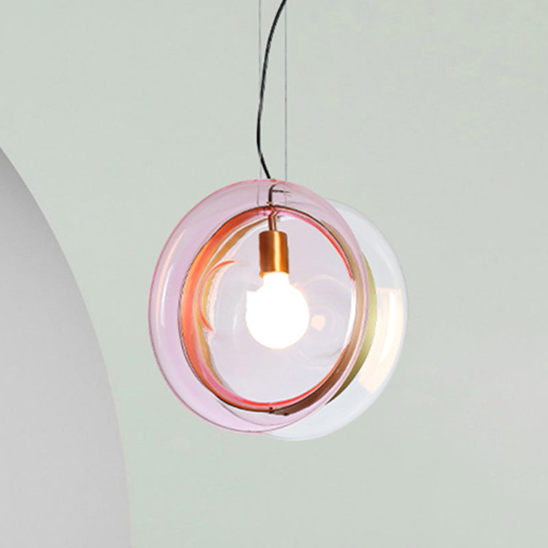 Orbit Corridor Glass Pendant Lamp with Brass Ring