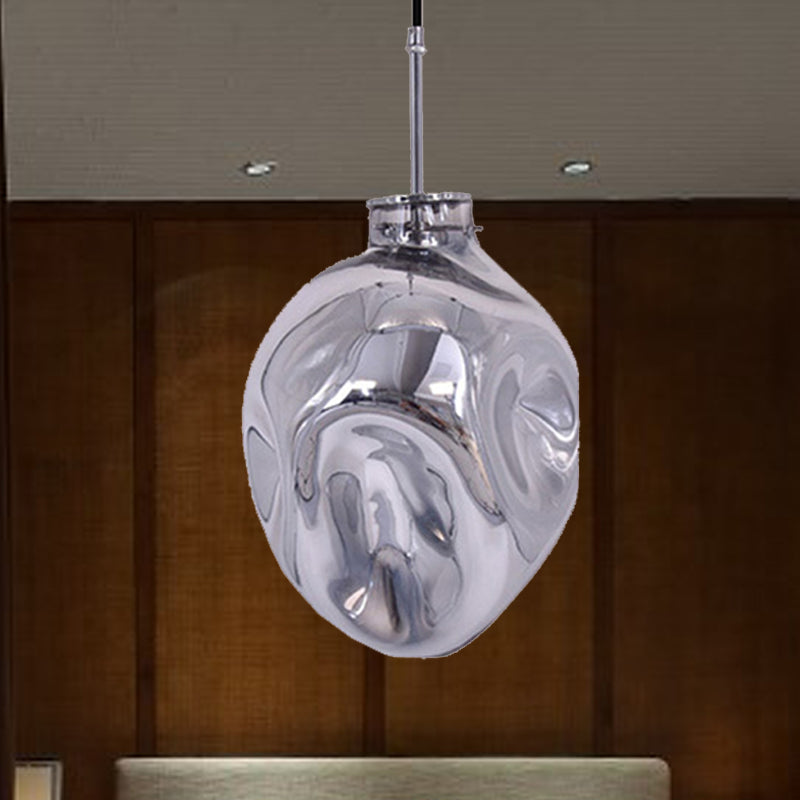 Lampe suspendue contemporaine à abat-jour abstrait avec verre martelé - Idéal pour les hôtels