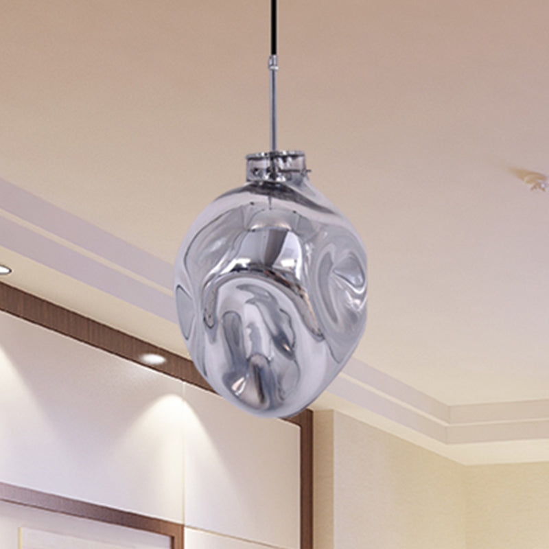 Lampe suspendue contemporaine à abat-jour abstrait avec verre martelé - Idéal pour les hôtels