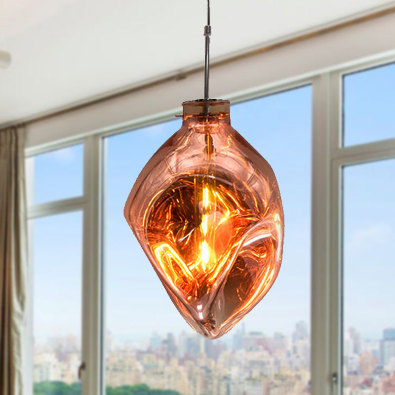 Abstract Shade Hanging Light: Contemporary Style Pendant Lamp With Hammered Glass - Ideal For Hotels