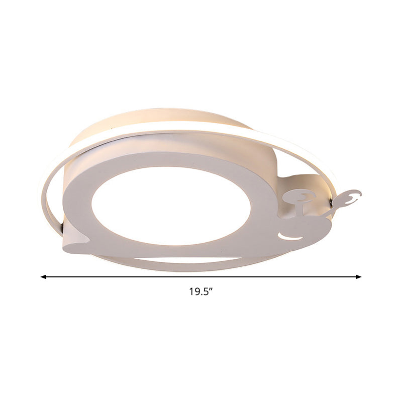 Snail Baby Room Animal LED Ceiling Lamp with Metallic Flush Circle Design