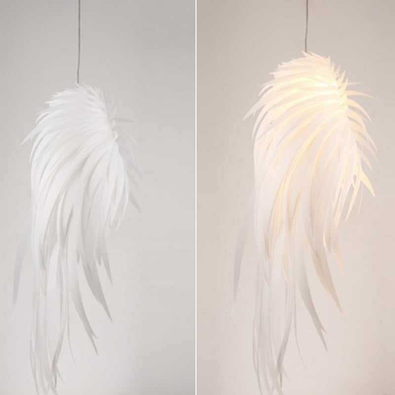 Feather Pendant Lighting: Angel Wing-inspired White Hanging Lamp for Living Room
