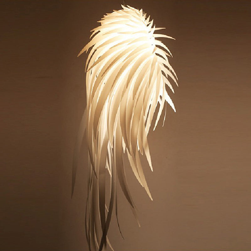Minimalist Plastic White Feather Pendant Lamp - Angel Wing Design For Living Room Lighting