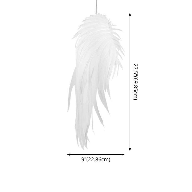 Minimalist Plastic White Feather Pendant Lamp - Angel Wing Design For Living Room Lighting