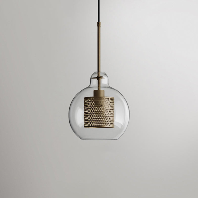 Modern Clear Glass Pendant Light For Dining Room Table - 1-Light Fixture Bronze / 9.5 Bulged