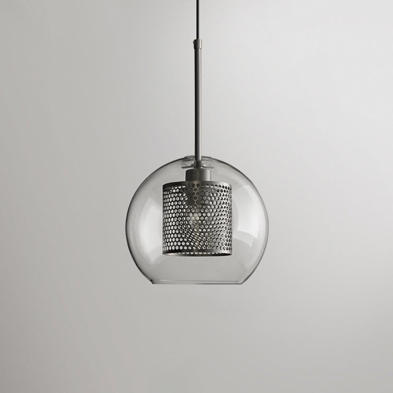 Modern Clear Glass Pendant Light For Dining Room Table - 1-Light Fixture Silver / 9.5 Globe