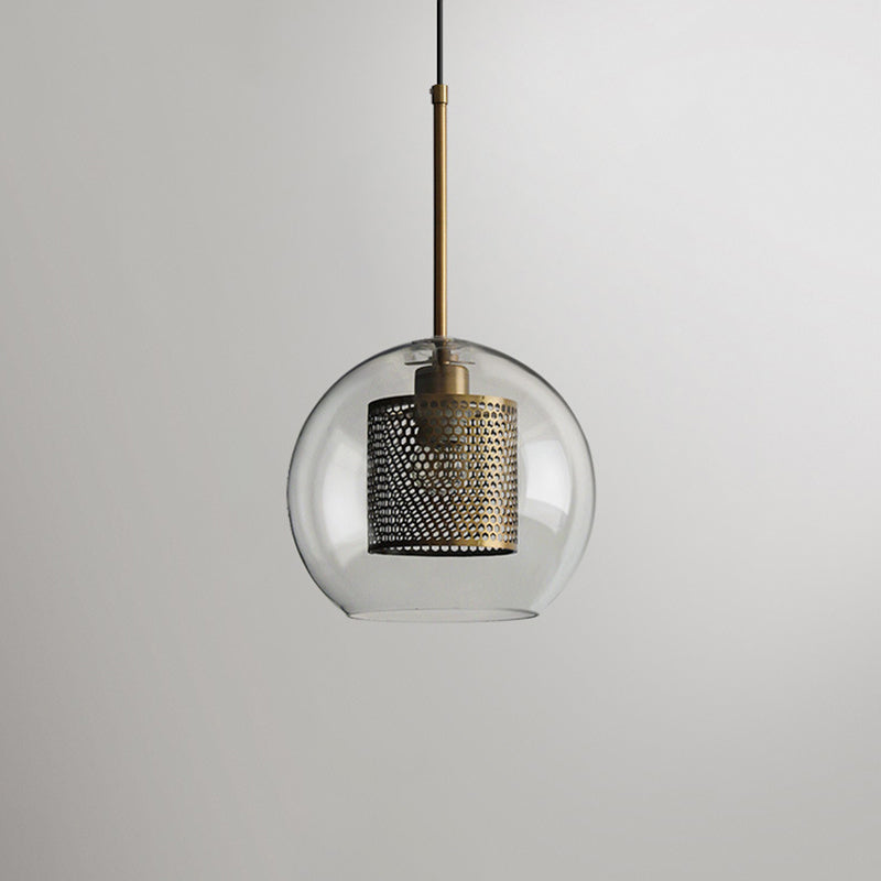 Modern Clear Glass Pendant Light For Dining Room Table - 1-Light Fixture Bronze / 9.5 Globe