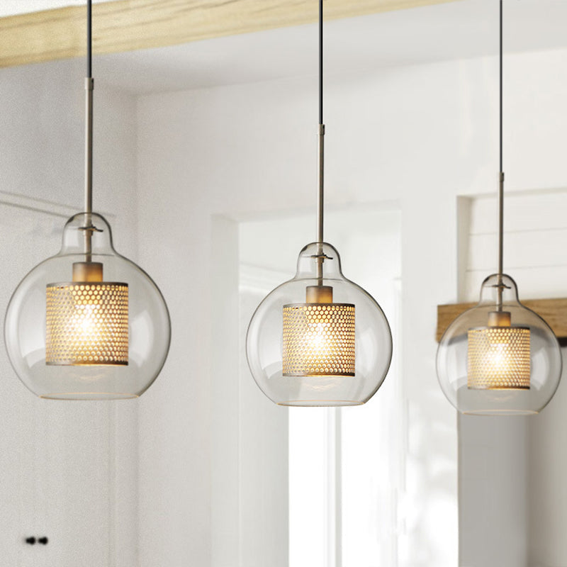 Modern Clear Glass Pendant Light For Dining Room Table - 1-Light Fixture