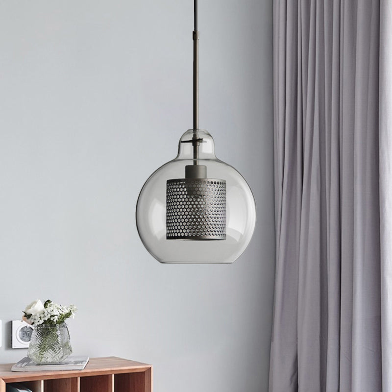 Modern Clear Glass Pendant Light For Dining Room Table - 1-Light Fixture