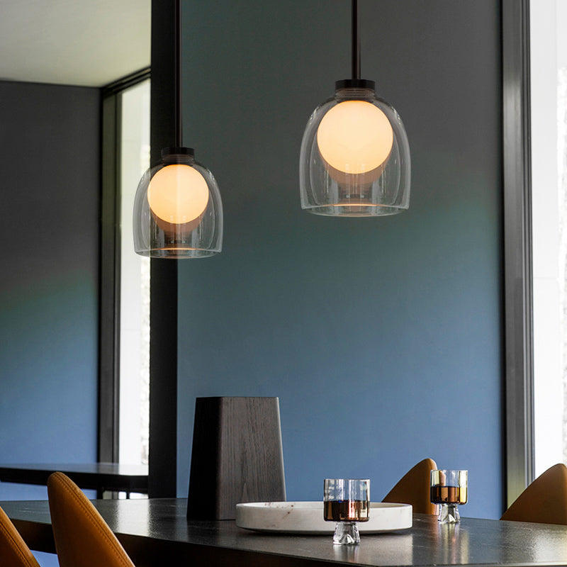 Modern Glass Pendant Lamp - Bell Style for Dining Room Table