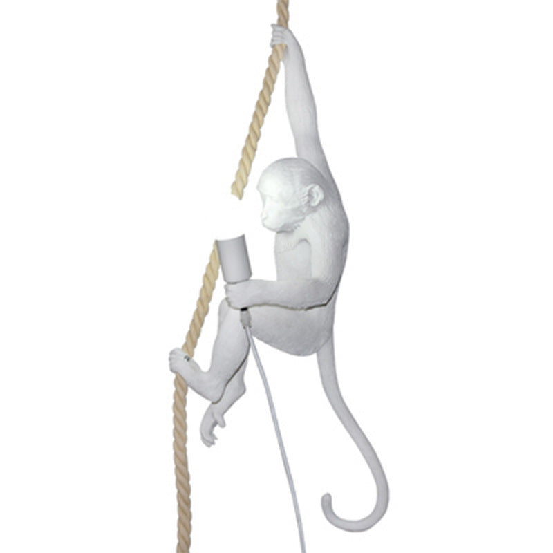 Art Deco Monkey Hanging Lamp - Resin Pendant for Kids Bedroom Lighting
