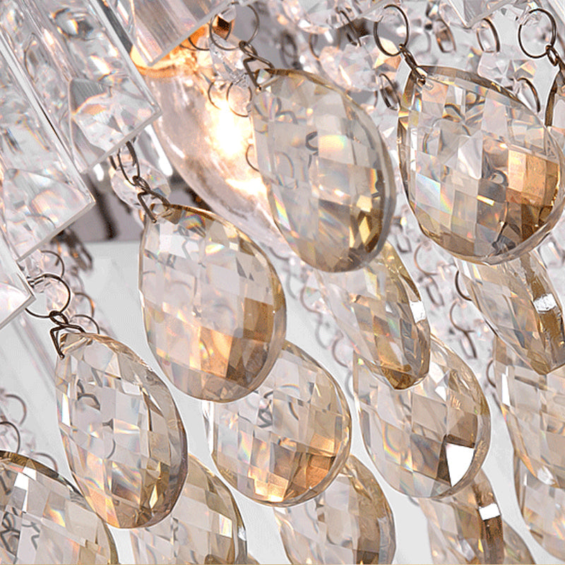 Simple Cubic Flush Mount Ceiling Lamp with Clear Crystals - Bedroom Lighting Fixture