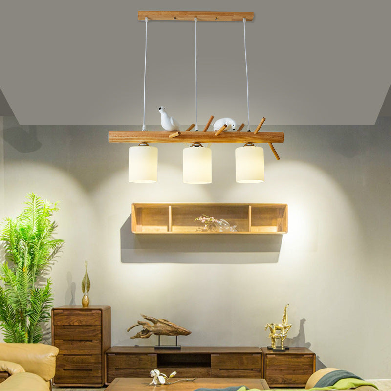 Modern Island Pendant Light With Frosted Glass Lampshade For Dining Room