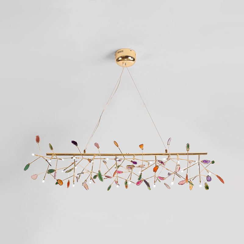 Modern Colorful Island Light Fixture With Agate Stone Pendant For Dining Restaurants 32 / Gold Warm