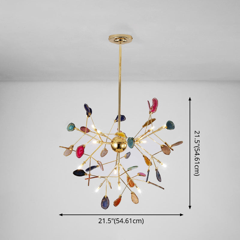 Modern Colorful Island Light Fixture With Agate Stone Pendant For Dining Restaurants