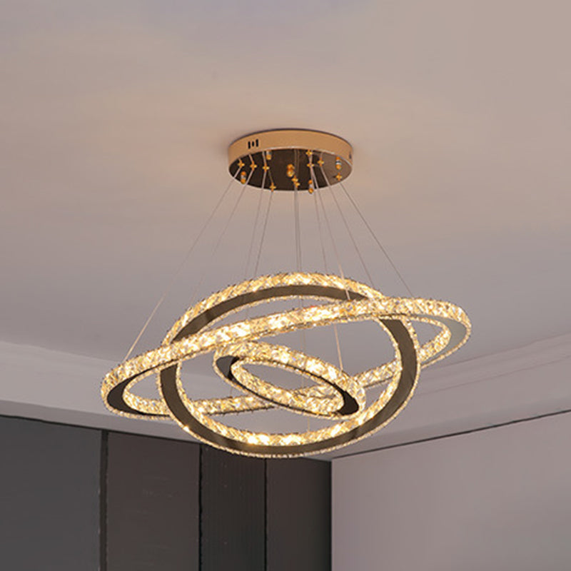 Modern Crystal Ring Pendant Light for Living Room