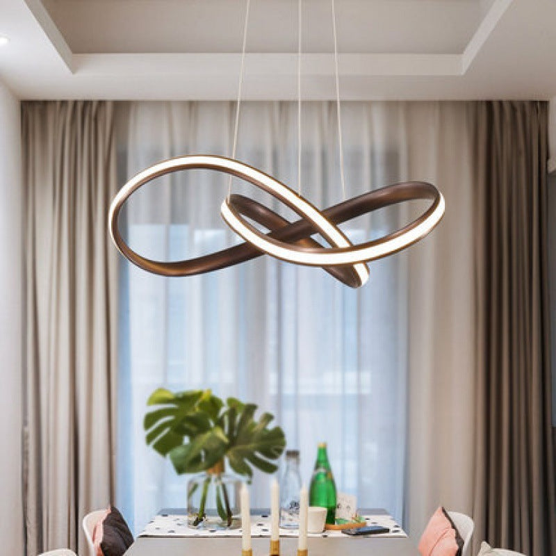 Sleek Metal Pendant Light Kit - Modern Curves Chandelier For Living Room Coffee / 19.5 White